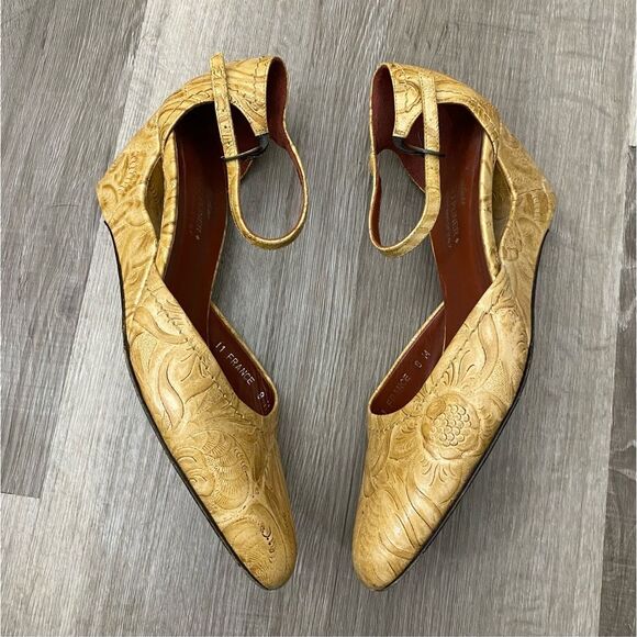 Donald J Pliner Womens Brown Buckle Ankle Strap Wedge Pump Heels Size 8M - Picture 1 of 16